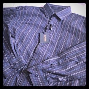 NEW! F/X Fusion Black Striped Dress‎ Shirt 2XLT